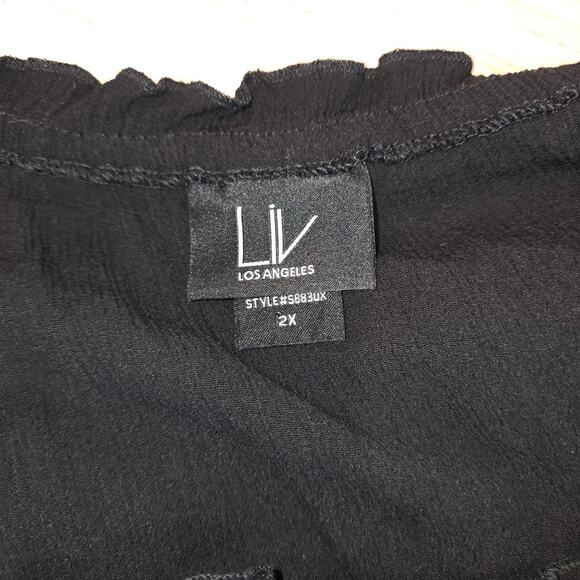 Liv Los Angeles Embroidered Boho Blouse Black White Tunic Top Women’s Size 2X - Picture 4 of 5